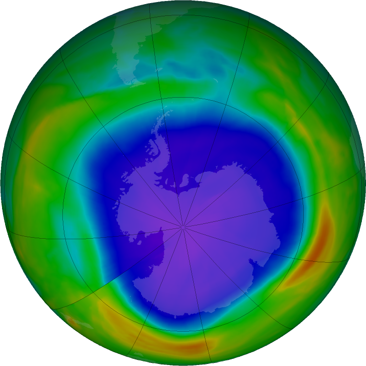 Antarctic ozone map for 23 September 2021